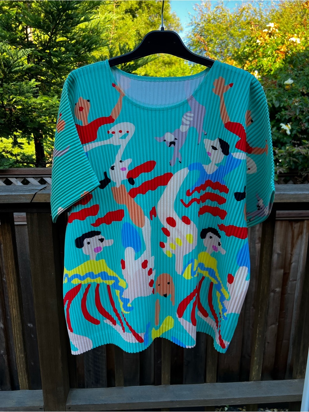 Abstract pleated Dance Print Short Sleeve top